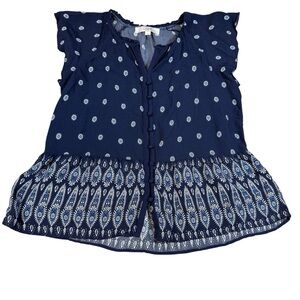 LOFT Womens Paisley Print Blouse Size S Blue Sleeveless